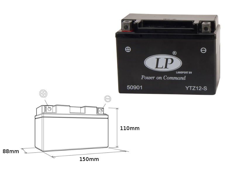 LANDPORT akumulátor YTZ12-S (MS LTZ12-S) 12V 11AH 150X86X110 (GTZ12S) bezúdržbový - zalitý (4)